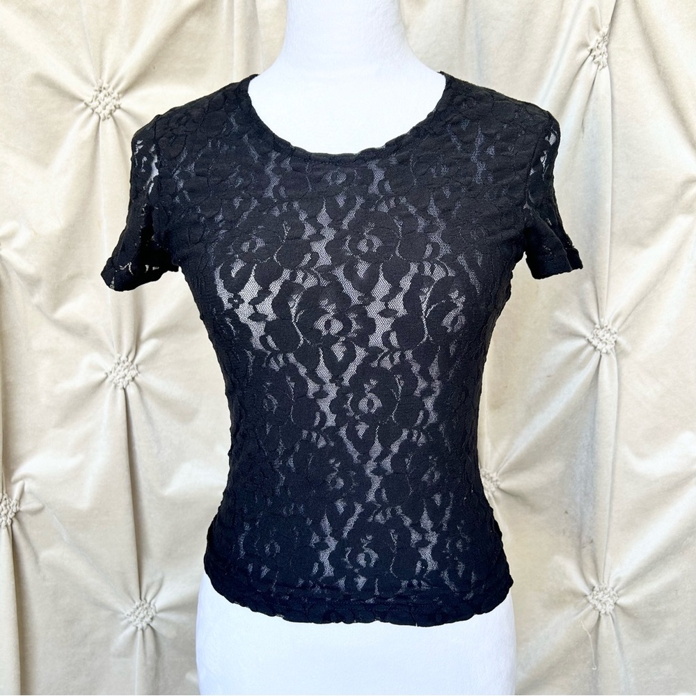 90s Sheer Black Lace On Your Own Tee